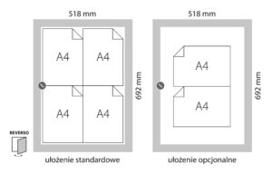 Gablota wisząca zewnętrzna REV2Z ( 4xA4 ) aluminiowa REVERSO