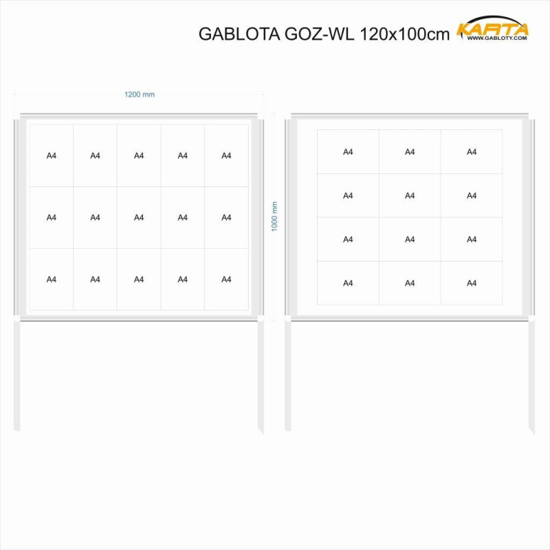 Gablota zew. wolnostojąca GOZ-WL 120x100cm H-200cm+50cm do wkopania