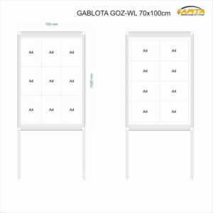 Gablota zew. wolnostojąca GOZ-WL 70x100cm h200cm+50cm do wkopania