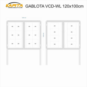 Gablota zewnętrzna dwudrzwiowa wolnostojąca VCD-WL 120x103cm h200+50cm